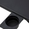 Foldable Table Adjustable Tray Laptop Desk with Removable Cup Holder-Black