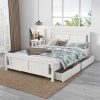 2 x Wooden Bed Frame Storage Trundle Drawers-White