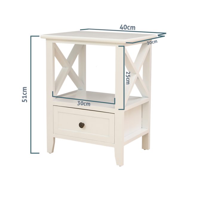 2-tier Bedside Table with Storage Drawer 2 PC – Rustic White