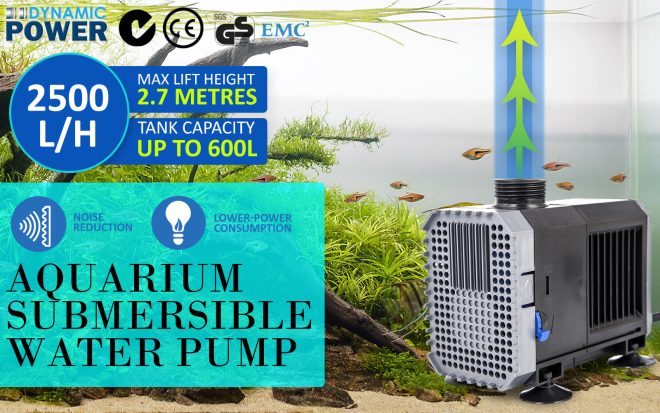 Dynamic Power Aquarium Submersible Water Pump Pond – 2500L/H 45W 2.7m Pond