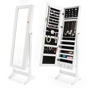 La Bella Mirror Jewellery Cabinet LOWE 146cm Organiser 2 Drawers – White