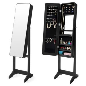 La Bella Mirror Jewellery Cabinet FLASHY 146cm Organiser LED – Black