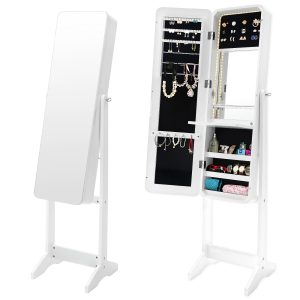 La Bella Mirror Jewellery Cabinet FLASHY 146cm Organiser LED – White