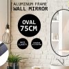 2 Set Wall Mirror Oval Aluminum Frame Bathroom 50x75cm BLACK