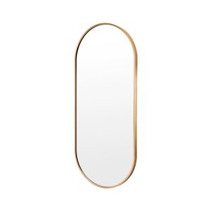 La Bella Wall Mirror Oval Aluminum Frame Makeup Decor Bathroom Vanity – 45×100 cm, Gold