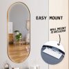 La Bella Wall Mirror Oval Aluminum Frame Makeup Decor Bathroom Vanity – 45×100 cm, Gold