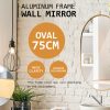 2 Set Wall Mirror Oval Aluminum Frame Bathroom 50x75cm GOLD