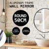 La Bella Wall Mirror Round Aluminum Frame Makeup Decor Bathroom Vanity – 50 cm, Black