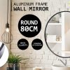 2 Set Wall Mirror Round Aluminum Frame Bathroom 80cm BLACK