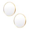 2 Set Wall Mirror Round Aluminum Frame Bathroom 50cm GOLD