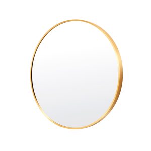 La Bella Wall Mirror Round Aluminum Frame Makeup Decor Bathroom Vanity – 70 cm, Gold