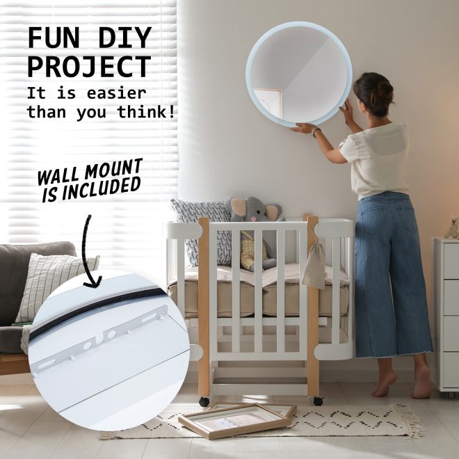 2 Set LED Wall Mirror Round Anti-Fog Bathroom 50cm