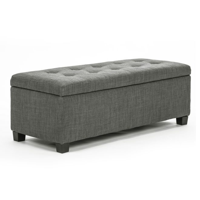 La Bella 102cm Storage Ottoman Stool Fabric – Dark Grey