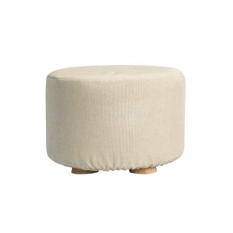 La Bella Fabric Ottoman Round Wooden Leg Foot Stool