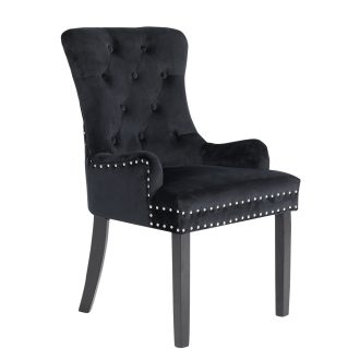 La Bella French Provincial Dining Chair Ring Studded Lisse Velvet Rubberwood