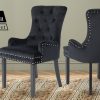 La Bella French Provincial Dining Chair Ring Studded Lisse Velvet Rubberwood