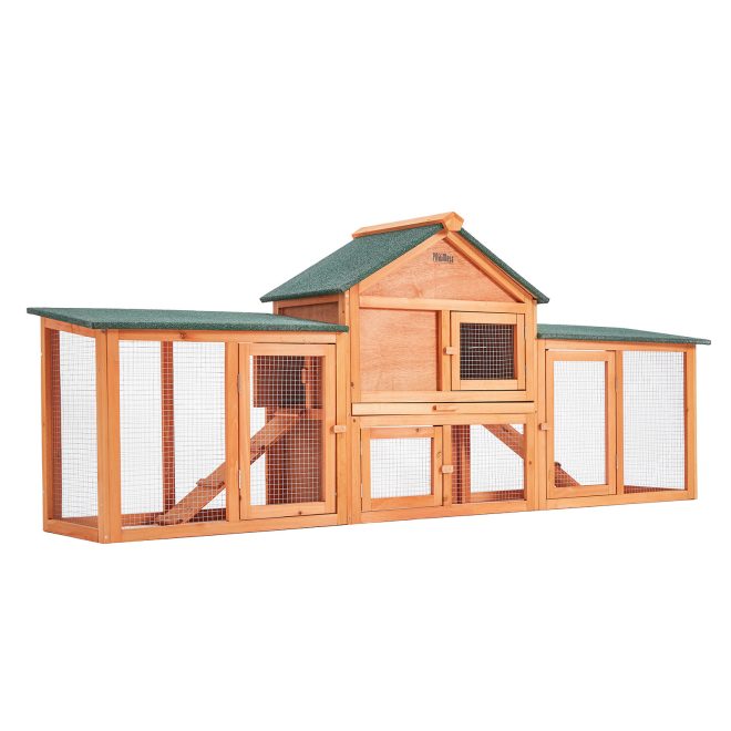 Rabbit Hutch Chicken Coop 204 x 45 x 85cm 2 Storey Cage Mansion