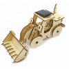 Model Bulldozer Tipper truck: Solar or battery powered plywood model-includes Motor or Solar powered options plus paint brush set