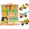 Children’s pretend play build fix wood Toolbox Toy, Carpenter Traddie Set For toddlers and kids