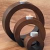 Candle holder set of 3 concentric wooden designed stye