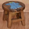 Children’s Wooden Stool Blue Baby ELEPHANT Themed Chair Toddlers Step sitting Stool