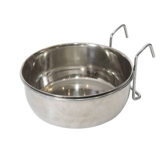 2 x Stainless Steel Pet Rabbit Bird Dog Cat Water Food Bowl Feeder Chicken Poultry Coop Cup