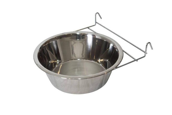 2 x Stainless Steel Pet Rabbit Bird Dog Cat Water Food Bowl Feeder Chicken Poultry Coop Cup 1.9L