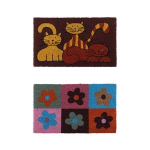 2 x Doormat for Front Door Entryway Cursive Natural Coconut Coir Floor mat Outdoor 45x75cm