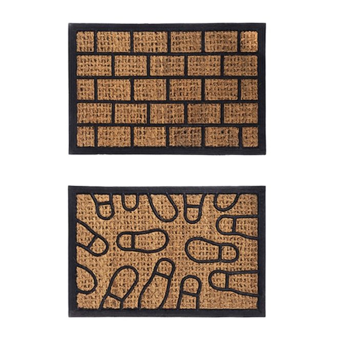 2 x Front Door Entryway Doormat Cursive Natural Coconut Coir Floor Mat Outdoor