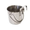 2 x 946ml Stainless Steel Pet Parrot Feeder Dog Cat Bowl Water Bowls Flat Sided Bucket with Riveted Hooks