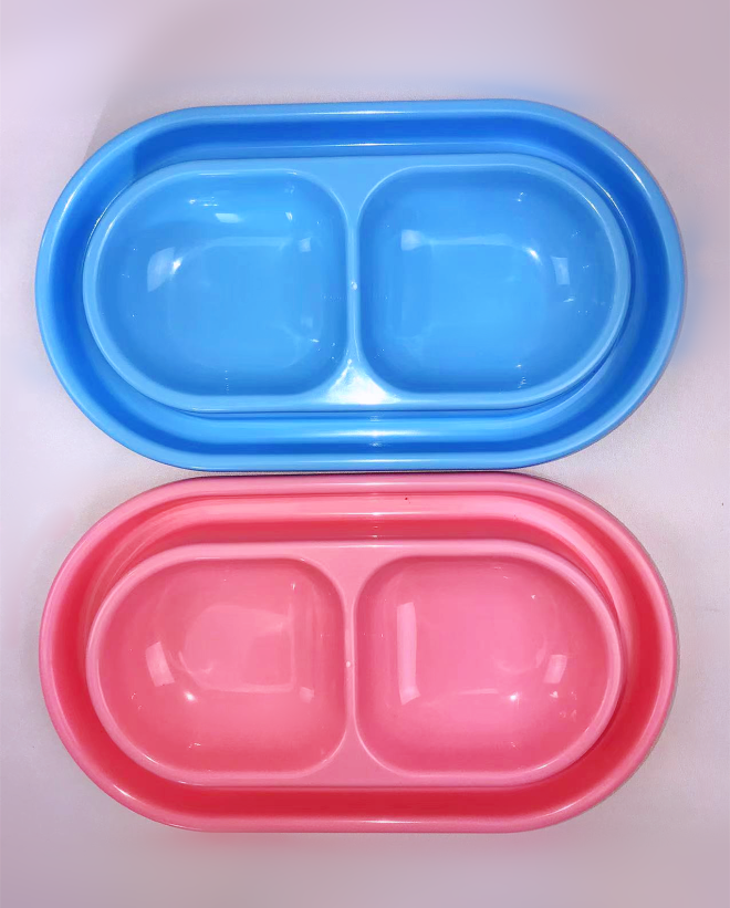 2 x Anti-Ant Pet Plastic Rabbit Dog Feeding Bowls Cat Rabbit Guinea Pig Feeder – Large