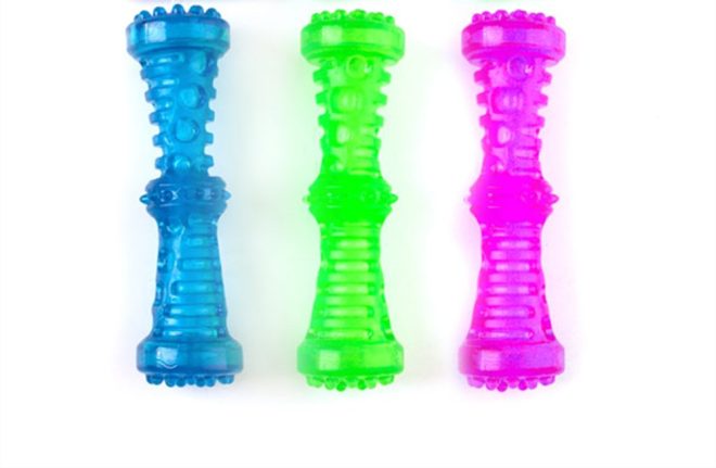 3x Dog Puppy Squeaky Toy Fetch Stick w Squeak 18cm 3 Asstd Colours