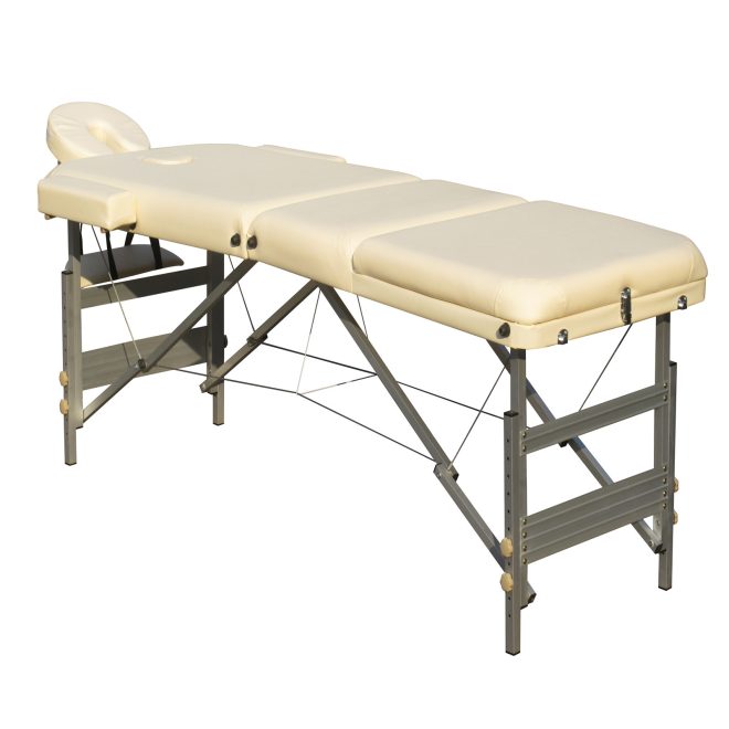 3 Fold Portable Aluminium Massage Table Massage Bed Beauty Therapy – Beige