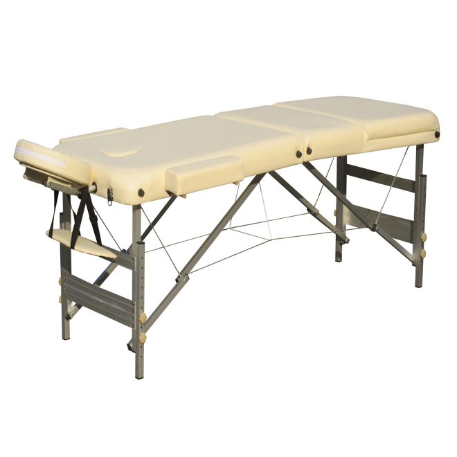 3 Fold Portable Aluminium Massage Table Massage Bed Beauty Therapy – Beige