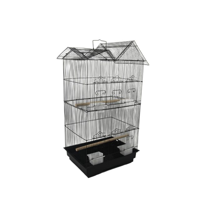 4 X Medium Size Bird Cage Parrot Budgie Aviary with Perch – Black