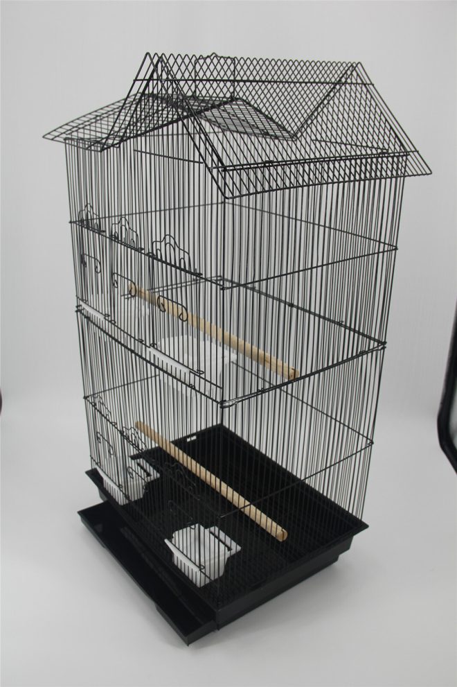 4 X Medium Size Bird Cage Parrot Budgie Aviary with Perch – Black