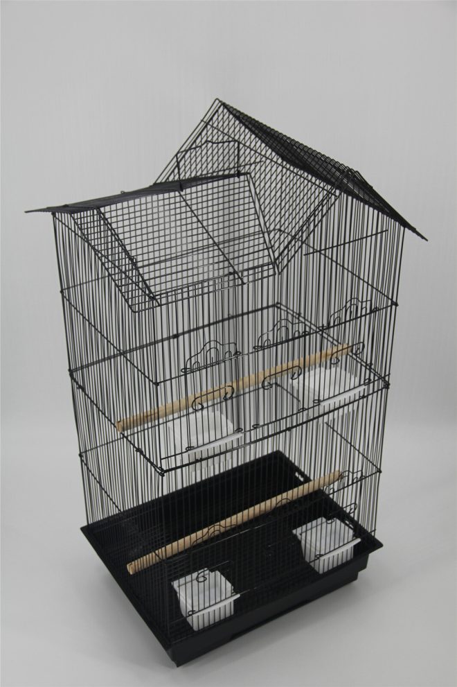 4 X Medium Size Bird Cage Parrot Budgie Aviary with Perch – Black