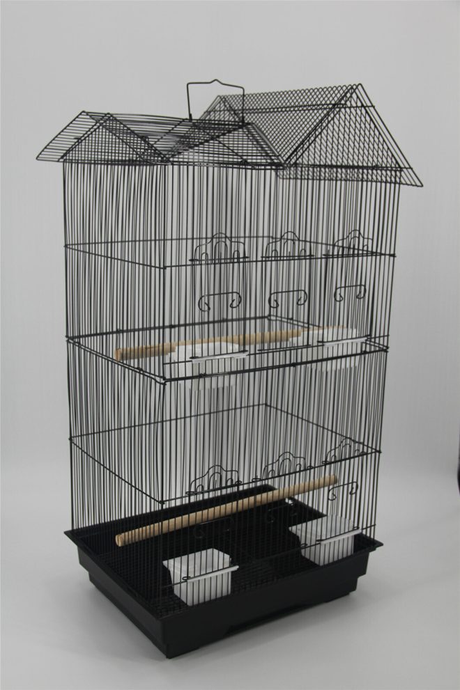 4 X Medium Size Bird Cage Parrot Budgie Aviary with Perch – Black