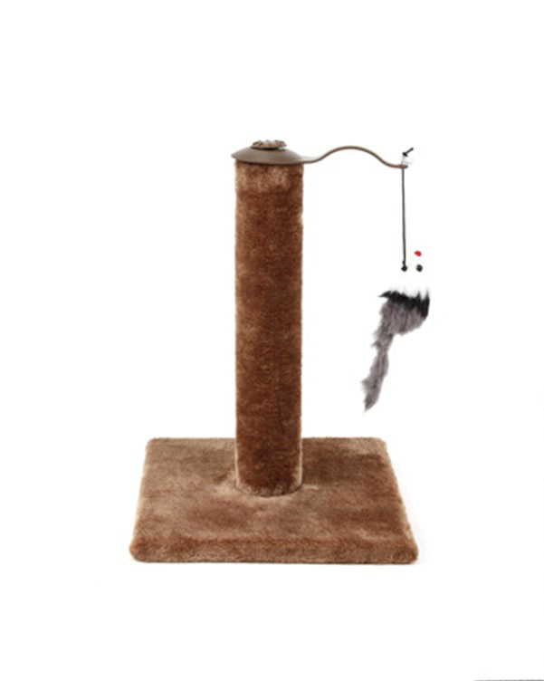 Cat Kitten Single Scratching Post with Toy – Brown