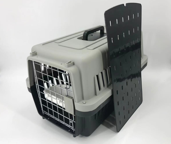 Medium Dog Cat Crate Pet Carrier Airline Cage With Bowl & Tray – Black