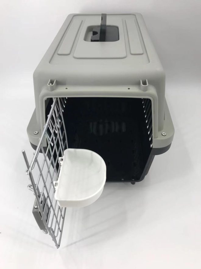 Medium Dog Cat Crate Pet Carrier Airline Cage With Bowl & Tray – Black