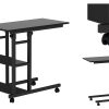 Side Table with Storage Shelves, Height Adjustable Sofa Couch Coffee End Table Bedside Table Laptop Desk with Wheels