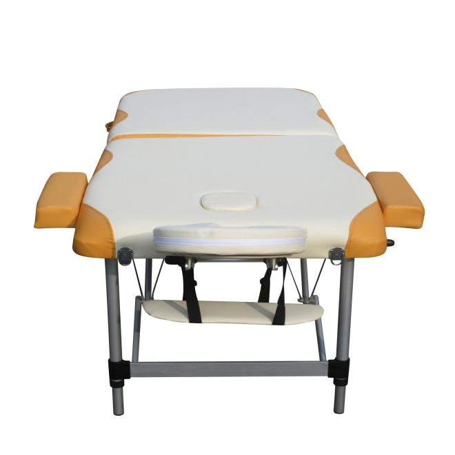 Fold Portable Aluminium Massage Table Massage Bed Beauty Therapy – 98x65x17 cm, White and Yellow