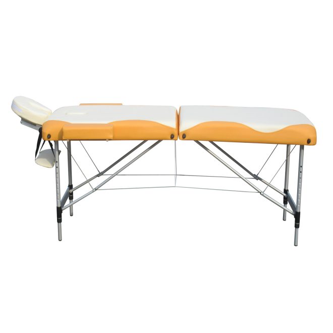 Fold Portable Aluminium Massage Table Massage Bed Beauty Therapy – 98x65x17 cm, White and Yellow