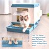 XL Portable Cat Toilet Litter Box Tray Foldable House with Handle and Scoop – Blue