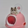 Cat Toilet Litter Box Tray House W Sky window Drawer Photocatalyst Purifier – Pink