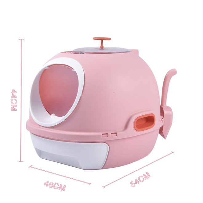 Cat Toilet Litter Box Tray House W Sky window Drawer Photocatalyst Purifier – Pink