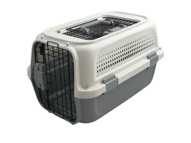 Dog Cat Rabbit Crate Pet Kitten Carrier Parrot Cage – 57x37x33 cm, Grey