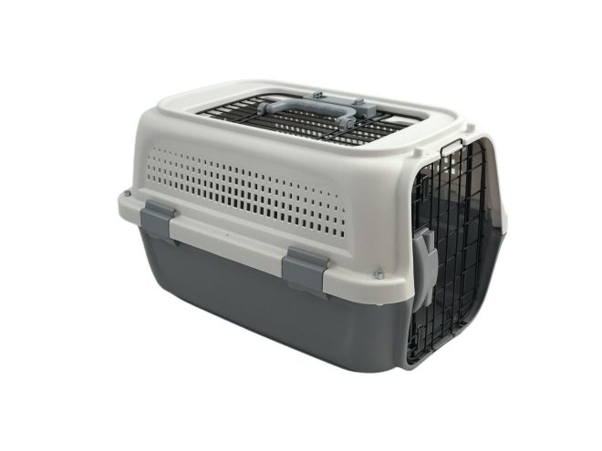 Dog Cat Rabbit Crate Pet Kitten Carrier Parrot Cage – 57x37x33 cm, Grey