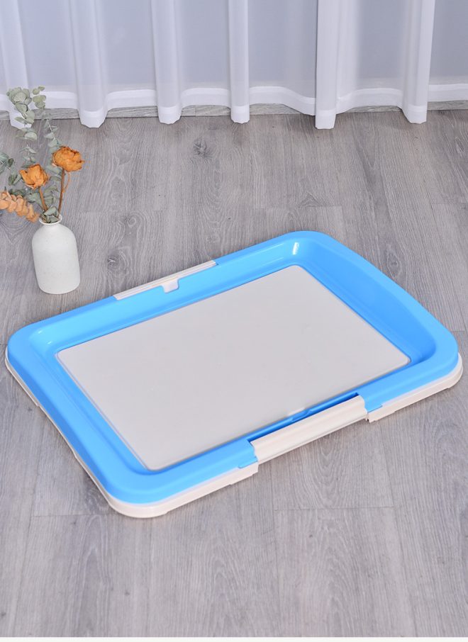 Large Portable Dog Potty Training Tray Pet Puppy Toilet Trays Loo Pad Mat – Blue